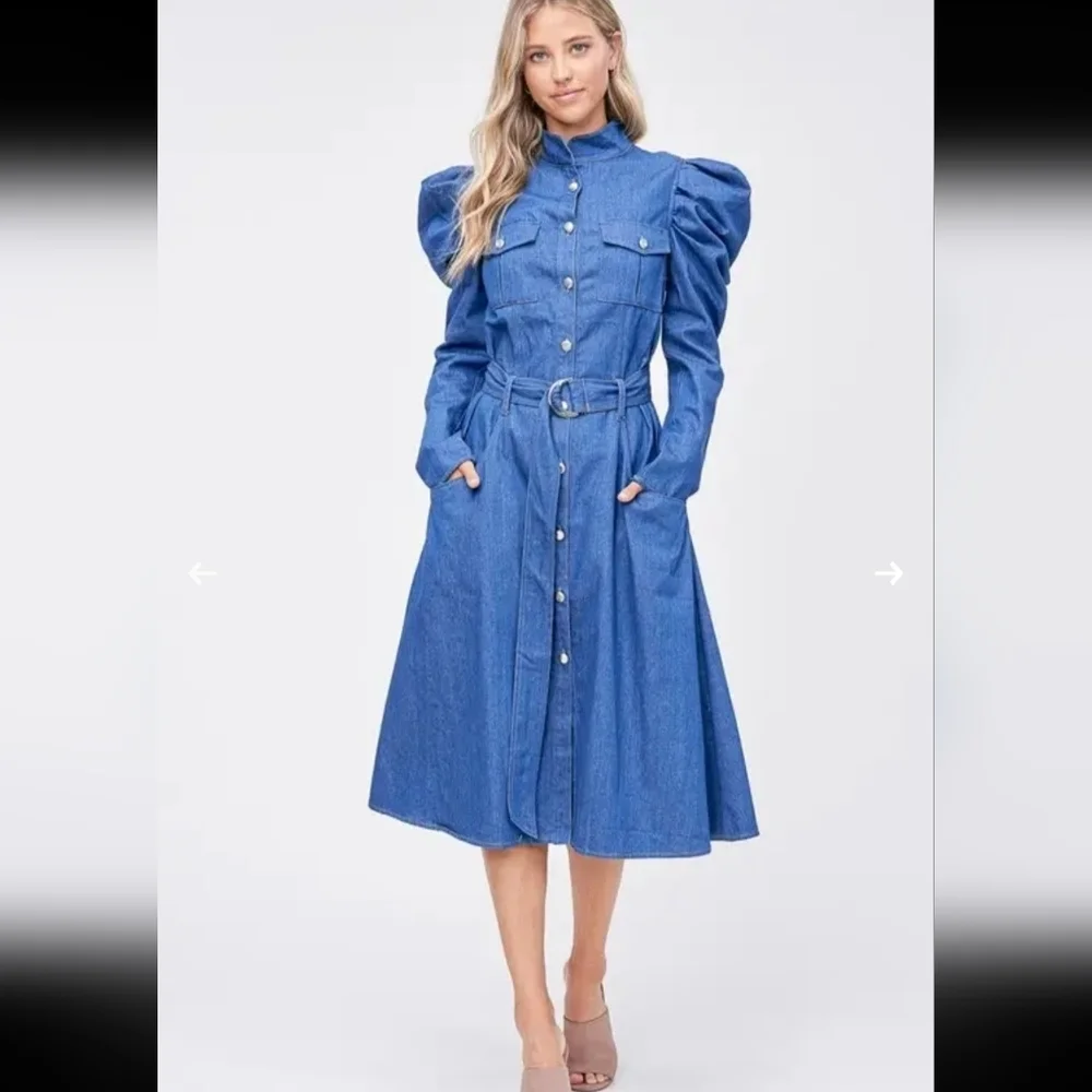 Misty Blue Denim Dress - Picture 3 of 10
